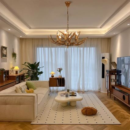 Brilagi - Candelabru suspendat cu lanț DEER, 6xE14/10W/230V, Ø 70 cm, cu coarne