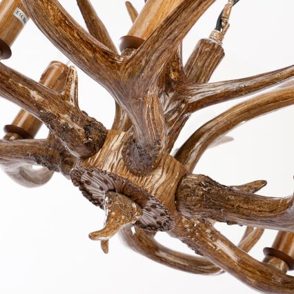 Brilagi - Candelabru suspendat cu lanț DEER, 6xE14/10W/230V, Ø 70 cm, cu coarne