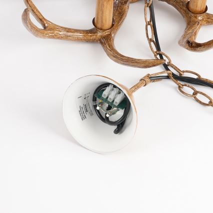 Brilagi - Candelabru suspendat cu lanț DEER, 6xE14/10W/230V, Ø 70 cm, cu coarne