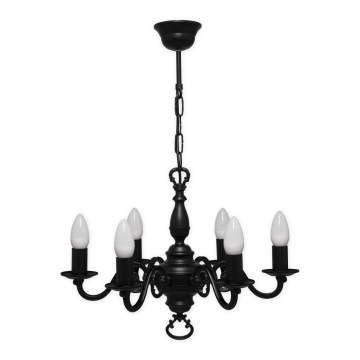 Brilagi - Candelabru suspendat cu lanț IMPERO 6xE14/60W/230V negru