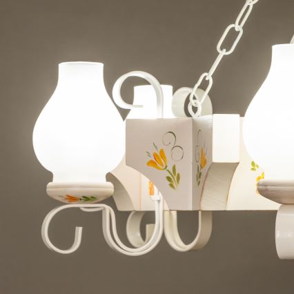 Brilagi - Candelabru suspendat cu lanț QUEEN 6xE14/40W/230V fag/crem