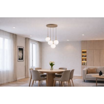 Brilagi - Candelabru suspendat pe cablu 4xE27/60W/230V bej/auriu