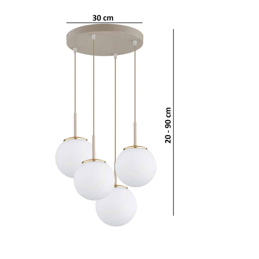 Brilagi - Candelabru suspendat pe cablu 4xE27/60W/230V bej/auriu