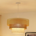BRILAGI - Candelabru suspendat pe cablu CEDAR LUNETA 1xE27/15W/230V diam. 45 cm ratan/maro/crem