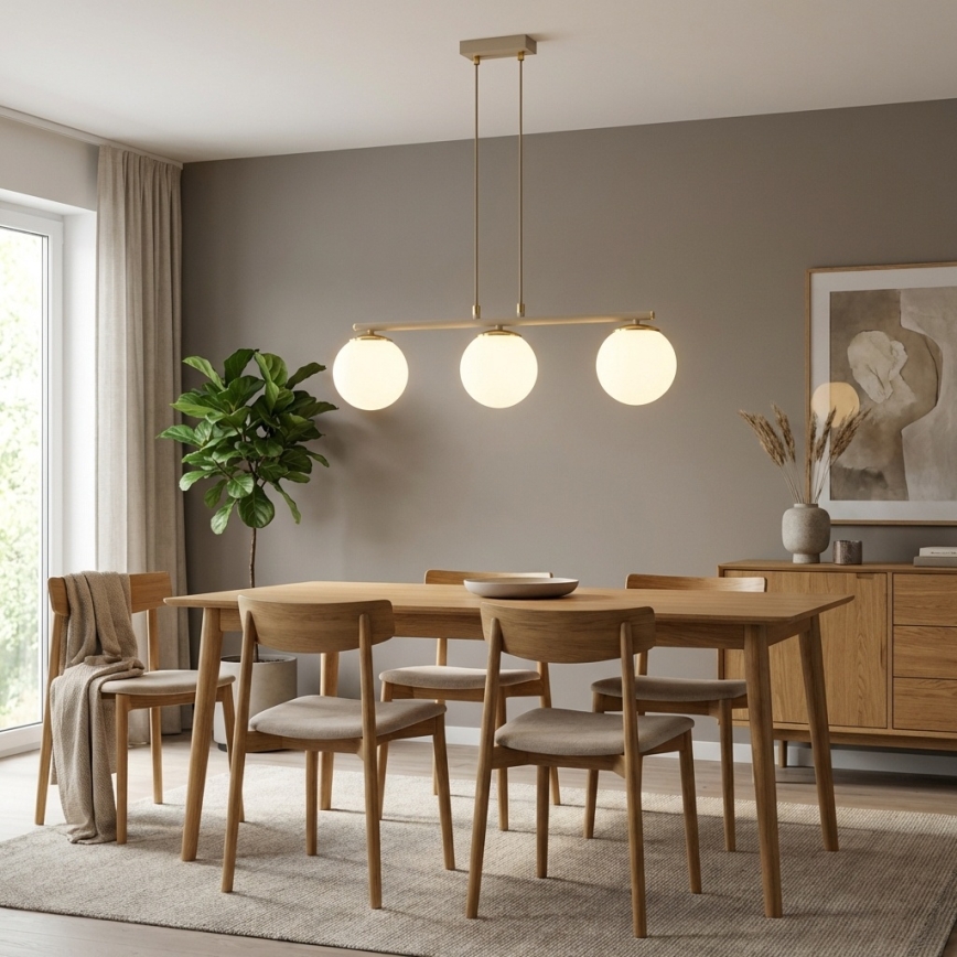 Brilagi - Candelabru suspendat pe cablu MILO ECRU 3xE27/60W/230V bej/auriu