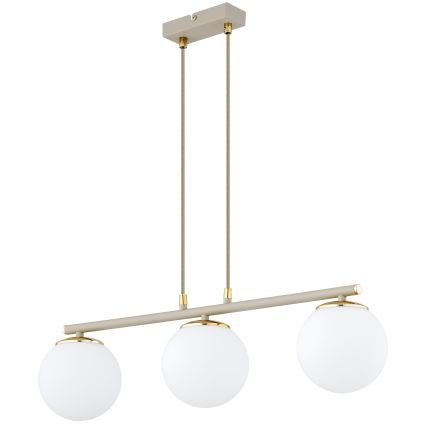 Brilagi - Candelabru suspendat pe cablu MILO ECRU 3xE27/60W/230V bej/auriu
