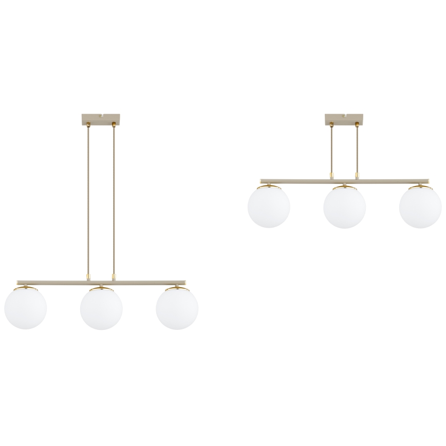 Brilagi - Candelabru suspendat pe cablu MILO ECRU 3xE27/60W/230V bej/auriu