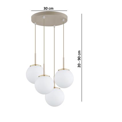 Brilagi - Candelabru suspendat pe cablu MILO ECRU 4xE27/60W/230V bej/auriu