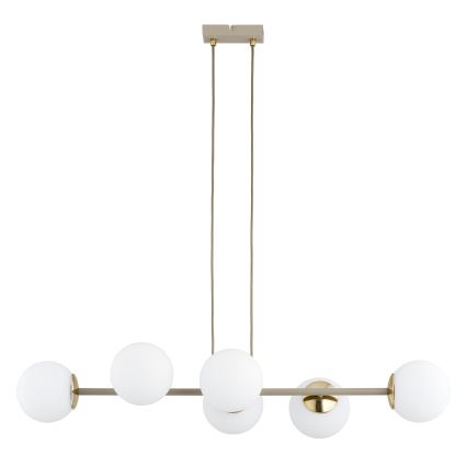 Brilagi - Candelabru suspendat pe cablu, MILO ECRU 6xE27/60W/230V, bej/auriu