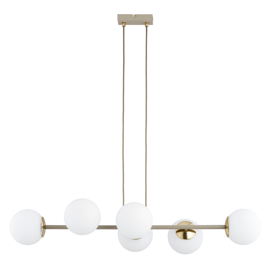 Brilagi - Candelabru suspendat pe cablu, MILO ECRU 6xE27/60W/230V, bej/auriu