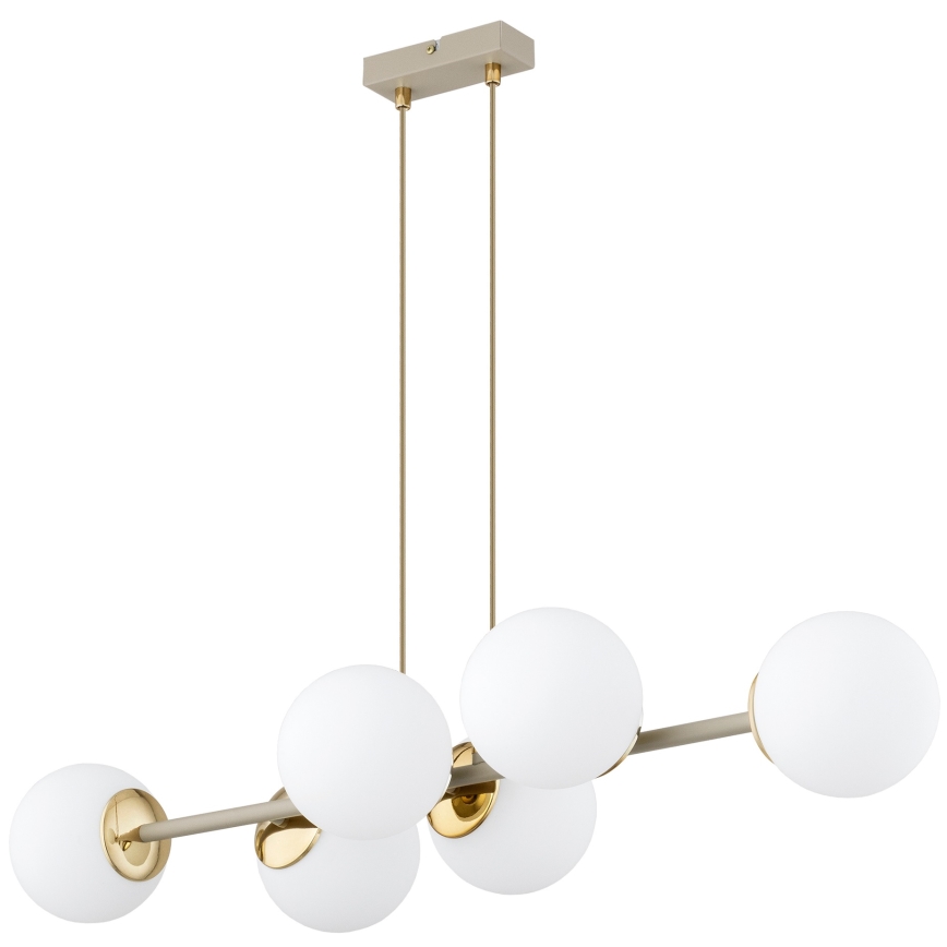 Brilagi - Candelabru suspendat pe cablu, MILO ECRU 6xE27/60W/230V, bej/auriu