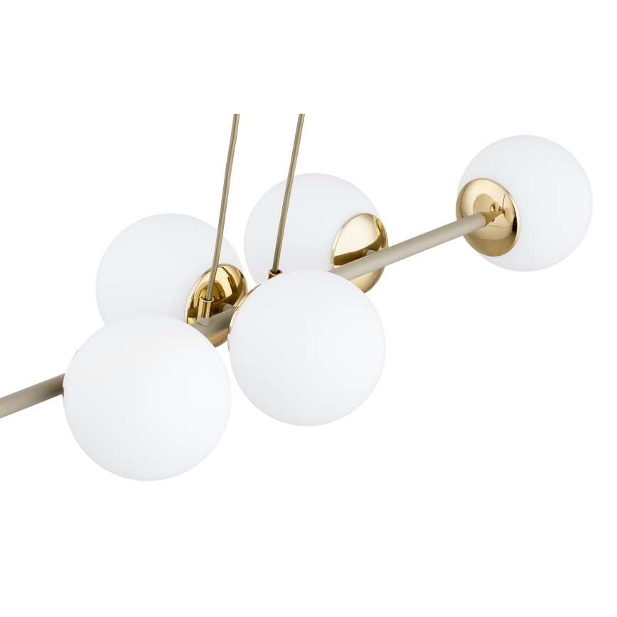 Brilagi - Candelabru suspendat pe cablu, MILO ECRU 6xE27/60W/230V, bej/auriu