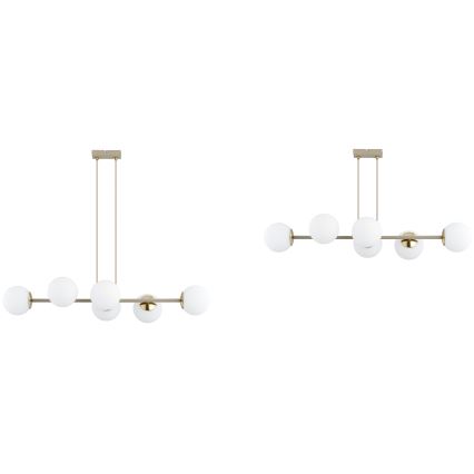 Brilagi - Candelabru suspendat pe cablu, MILO ECRU 6xE27/60W/230V, bej/auriu