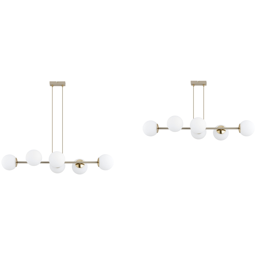 Brilagi - Candelabru suspendat pe cablu, MILO ECRU 6xE27/60W/230V, bej/auriu