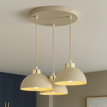 Brilagi - Candelabru suspendat pe cablu MOON 3xE27/60W/230V bej/auriu