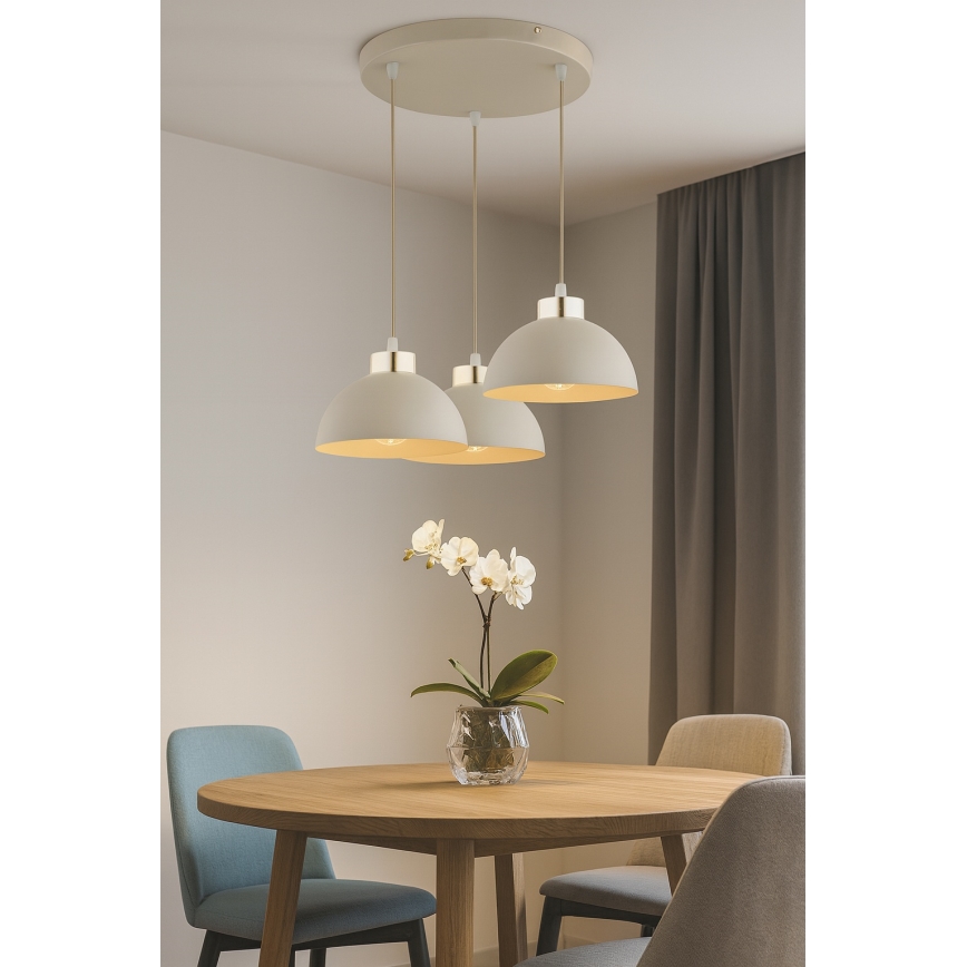 Brilagi - Candelabru suspendat pe cablu MOON 3xE27/60W/230V bej/auriu