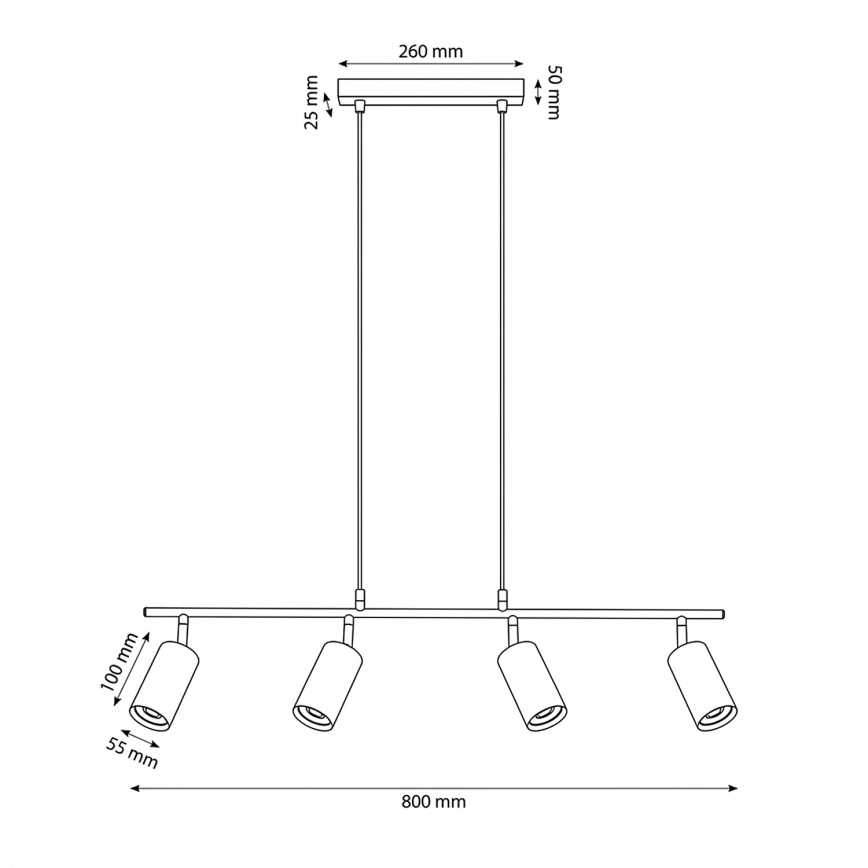 Brilagi - Candelabru suspendat pe cablu SELE 4xGU10/30W/230V, alb