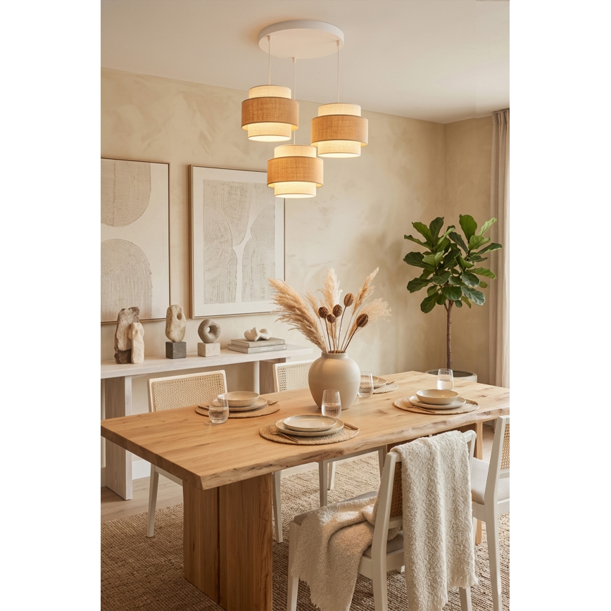 Brilagi - Candelabru suspendat pe cablu SPACE, 3xE27/60W/230V, Ø 40 cm, bej/crem