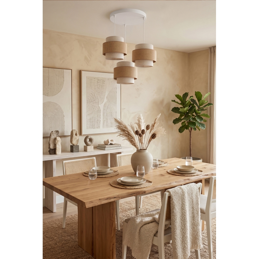 Brilagi - Candelabru suspendat pe cablu SPACE, 3xE27/60W/230V, Ø 40 cm, bej/crem