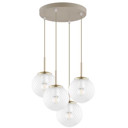 Brilagi - Candelabru suspendat pe cablu STELLA 4xE27/60W/230V bej/auriu