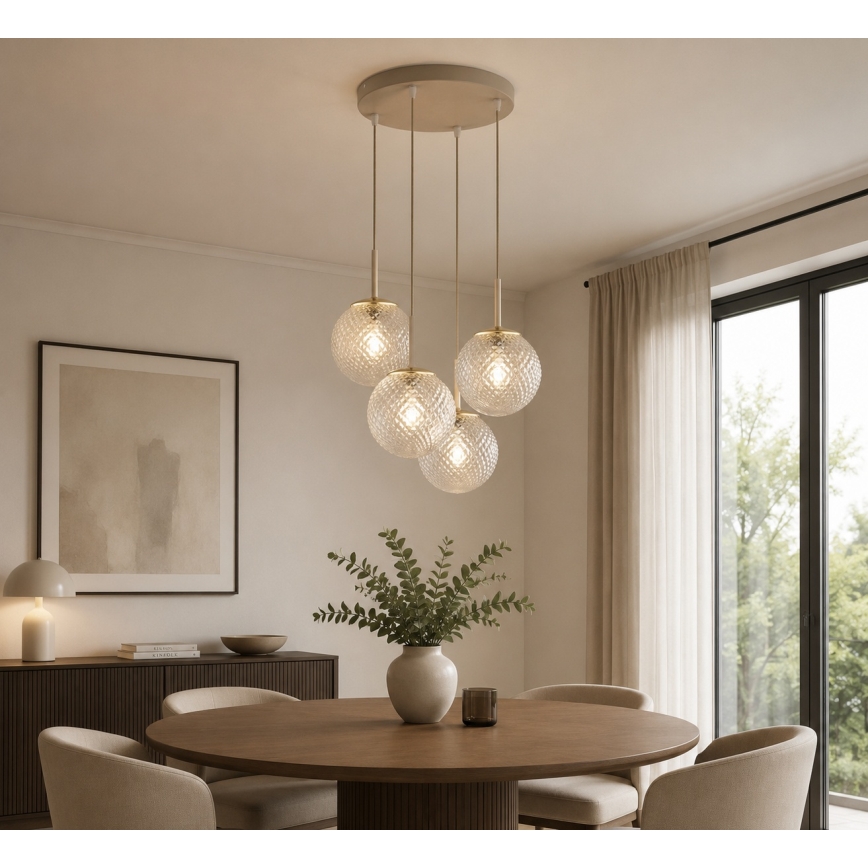 Brilagi - Candelabru suspendat pe cablu STELLA 4xE27/60W/230V bej/auriu