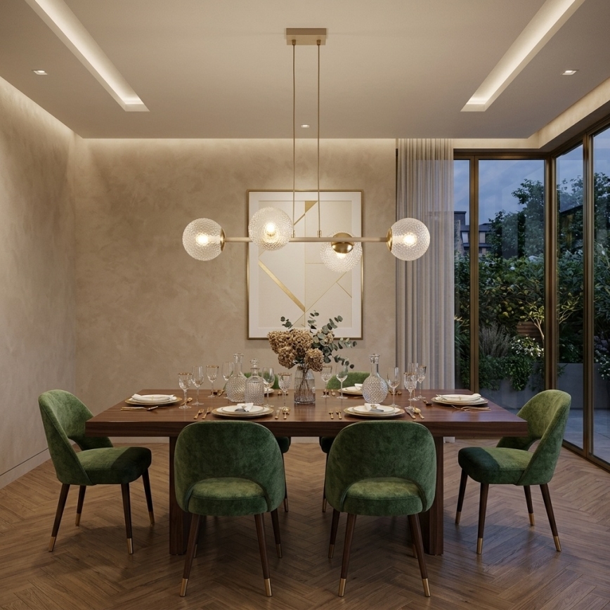 Brilagi - Candelabru suspendat pe cablu STELLA 4xE27/60W/230V bej/auriu