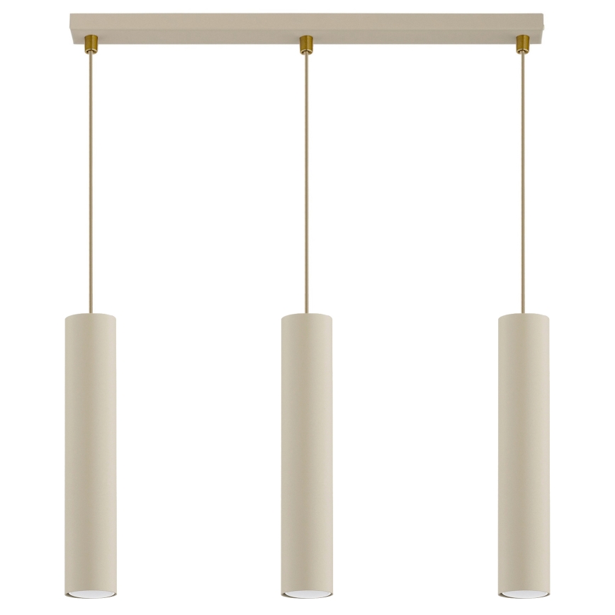 Brilagi - candelabru suspendat pe cablu, TUBE 3xGU10/15W/230V, bej/auriu