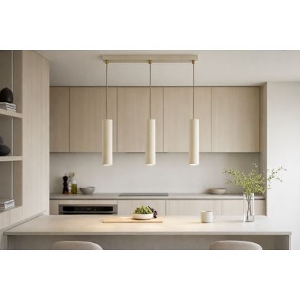 Brilagi - candelabru suspendat pe cablu, TUBE 3xGU10/15W/230V, bej/auriu
