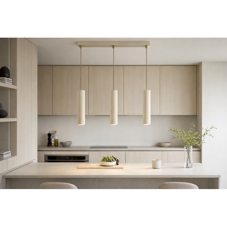 Brilagi - candelabru suspendat pe cablu, TUBE 3xGU10/15W/230V, bej/auriu