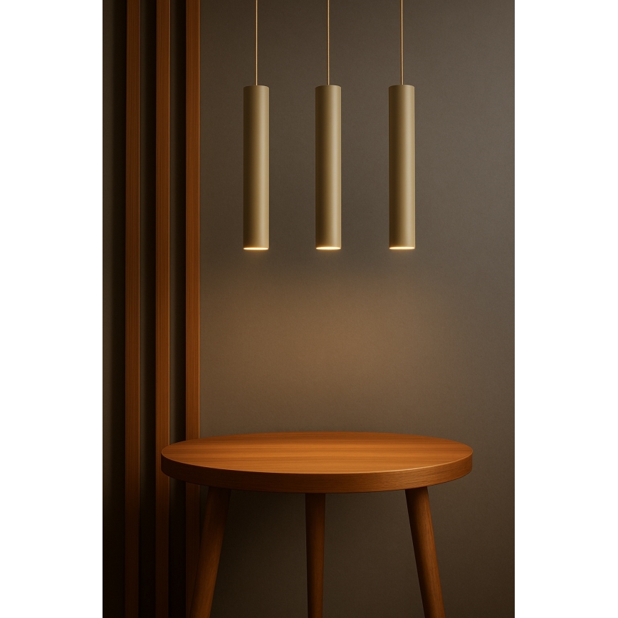 Brilagi - candelabru suspendat pe cablu, TUBE 3xGU10/15W/230V, bej/auriu