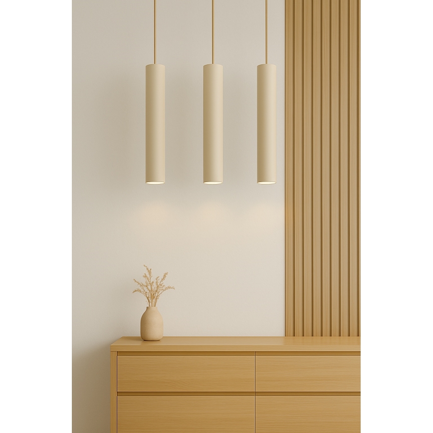 Brilagi - candelabru suspendat pe cablu, TUBE 3xGU10/15W/230V, bej/auriu