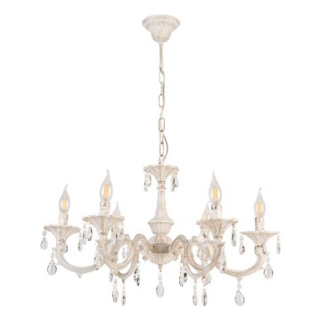 Brilagi - Candelabru suspendat pe lanț CLASSIC 6xE14/10W/230V crem/patină