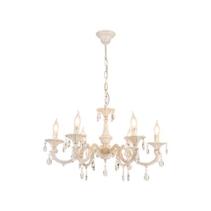 Brilagi - Candelabru suspendat pe lanț CLASSIC 6xE14/10W/230V crem/patină