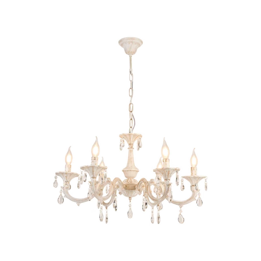 Brilagi - Candelabru suspendat pe lanț CLASSIC 6xE14/10W/230V crem/patină