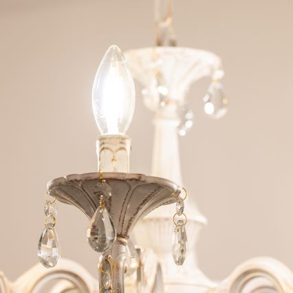 BRILAGI - Candelabru suspendat pe lanț CLASSIC 6xE14/10W/230V crem/patină