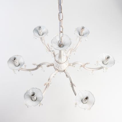 BRILAGI - Candelabru suspendat pe lanț CLASSIC 6xE14/10W/230V crem/patină