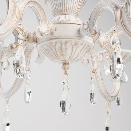 BRILAGI - Candelabru suspendat pe lanț CLASSIC 6xE14/10W/230V crem/patină