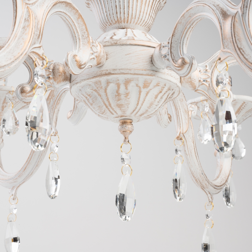 BRILAGI - Candelabru suspendat pe lanț CLASSIC 6xE14/10W/230V crem/patină