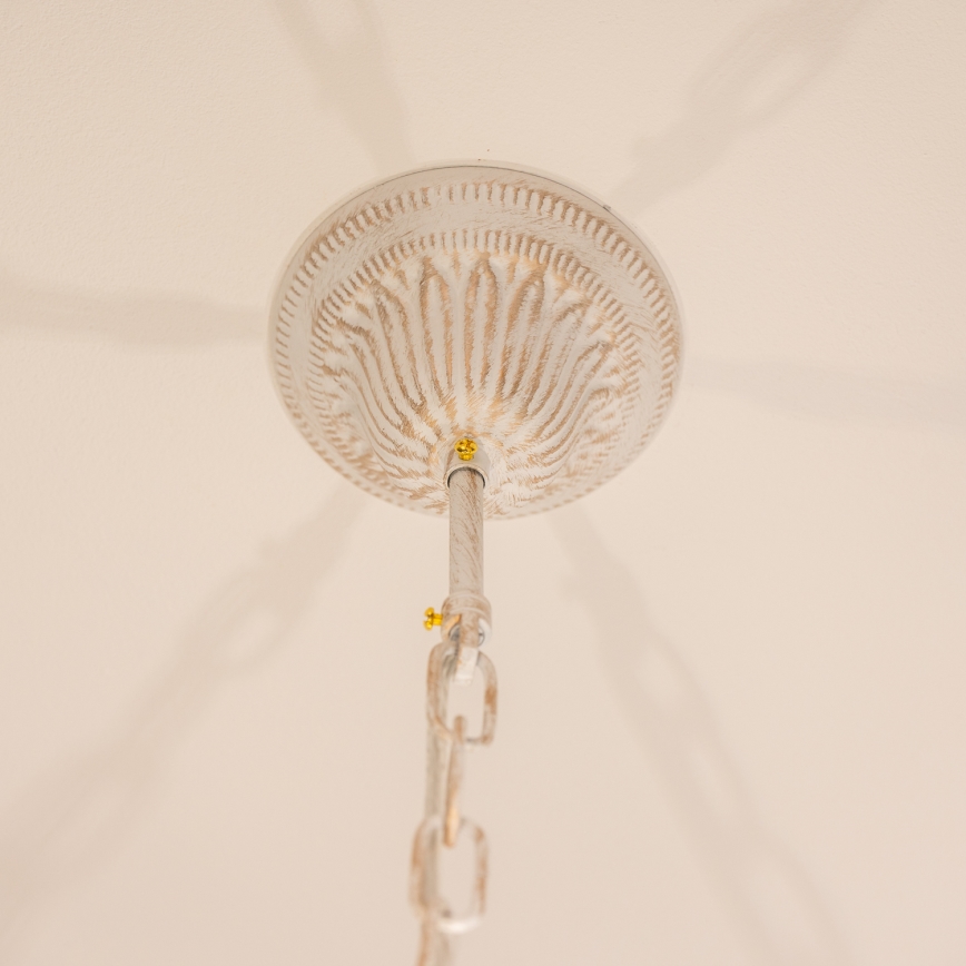 BRILAGI - Candelabru suspendat pe lanț CLASSIC 6xE14/10W/230V crem/patină