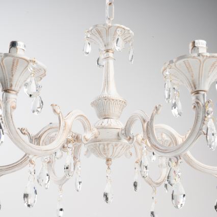 BRILAGI - Candelabru suspendat pe lanț CLASSIC 6xE14/10W/230V crem/patină