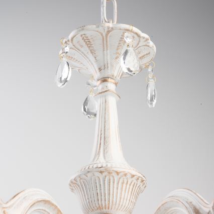 BRILAGI - Candelabru suspendat pe lanț CLASSIC 6xE14/10W/230V crem/patină