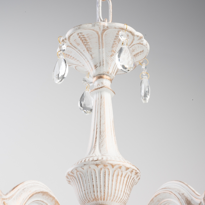 BRILAGI - Candelabru suspendat pe lanț CLASSIC 6xE14/10W/230V crem/patină