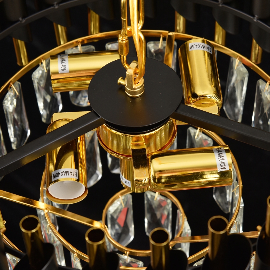 Brilagi - Candelabru suspendat pe lanț ECLIPSE 5xE14/10W/230V Ø 38 cm negru/auriu