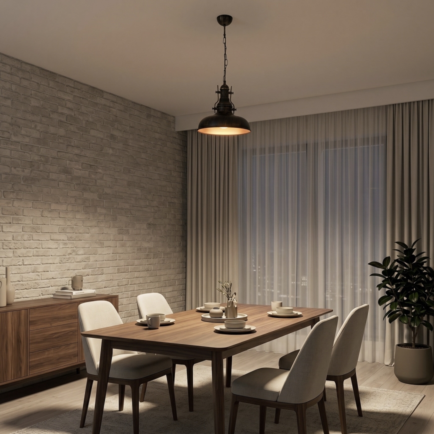 Brilagi - Candelabru suspendat pe lanț PYRONIC 1xE27/40W/230V Ø 32 cm bronz/patină