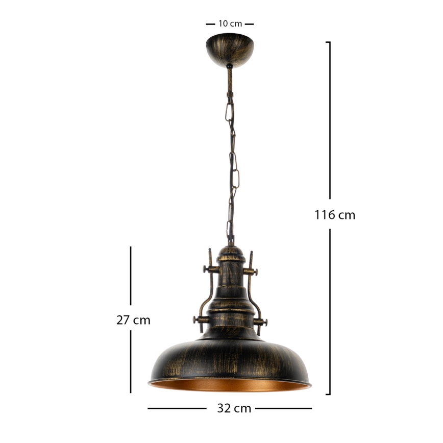 Brilagi - Candelabru suspendat pe lanț PYRONIC 1xE27/40W/230V Ø 32 cm bronz/patină