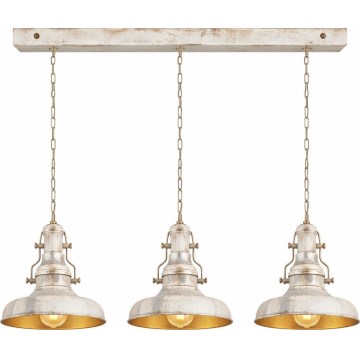 Brilagi - Candelabru suspendat pe lanț PYRONIC 3xE27/40W/230V, crem cu patină