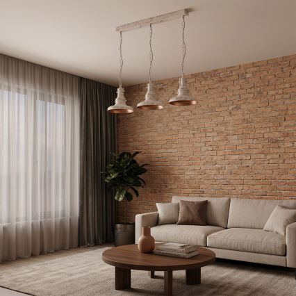 Brilagi - Candelabru suspendat pe lanț PYRONIC 3xE27/40W/230V, crem cu patină
