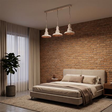 Brilagi - Candelabru suspendat pe lanț PYRONIC 3xE27/40W/230V, crem cu patină