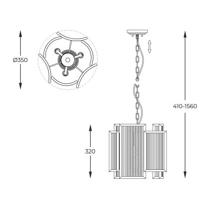 Brilagi - Candelabru suspendat pe lanț RAMOS 3xE14/60W/230V auriu