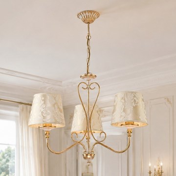 Brilagi - Candelabru suspendat pe lanț SONIA 3x E27/15W/230V, Ø 64 cm, crem/patină